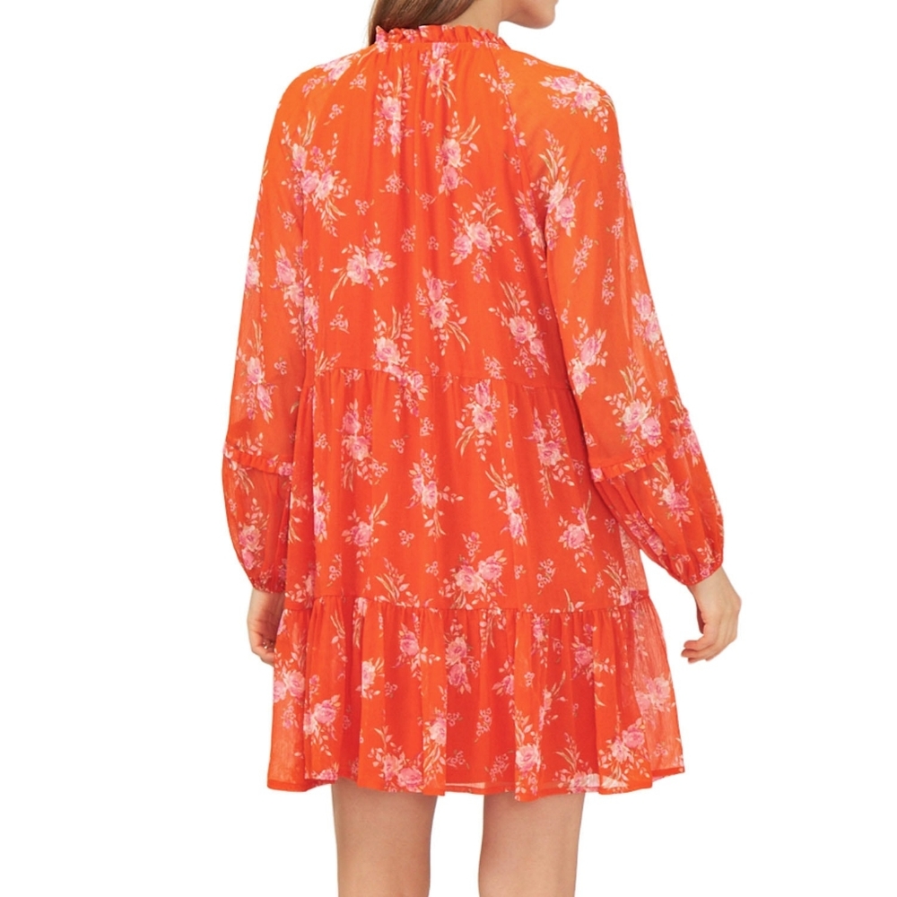 Vince Camuto Womens S Orange & Pink Flowy Three Tier Mini Dress NWT - Picture 2 of 4